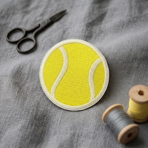 Tennis Ball Embroidered Patch: Iron-On or Hook & Loop - Sports Emblem