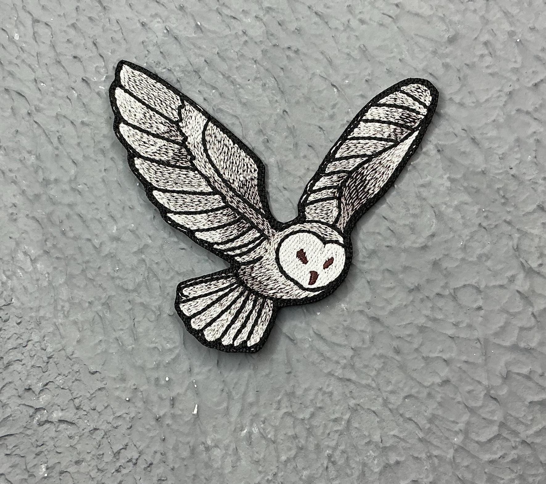 Owl embroidered patch. Iron on or hook and loop patch