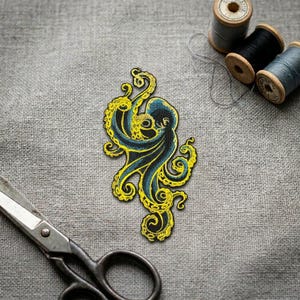 Gilded Ocean Octopus Embroidered Iron On Patch