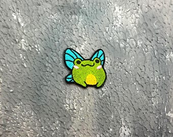 Frog with wings Embroidered Patch. Cute Kawaii flying frog  Iron on patch