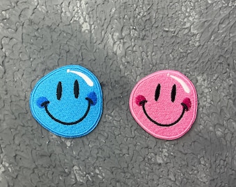 Preppy Smiley Face Embroidered Iron-On Patch