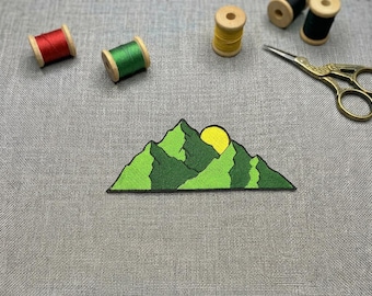 Mountain Embroidered Iron-On Patch. Camping patch