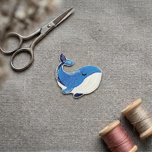 Whale Embroidered Patch: Iron-On Applique