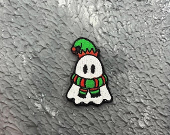 Cute Ghost Gnom Embroidered Patch. Flying ghost Iron on or hook and loop patch