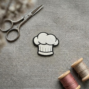Chef Hat Embroidered Patch. Culinary Iron on or hook and loop patch