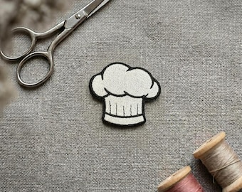 Chef Hat Embroidered Patch. Culinary Iron on or hook and loop patch