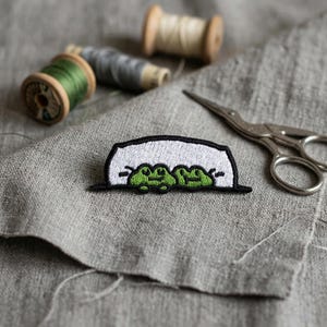 Sleepy Frogs Embroidered Iron-On Patch