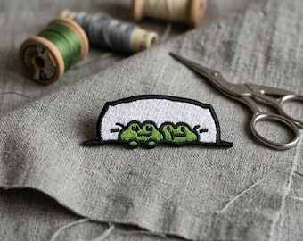 Sleepy Frogs Embroidered Iron-On Patch