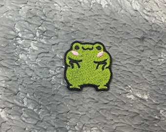 Chubby Frog Embroidered Patch. Cute Kawaii Frog Iron on patch