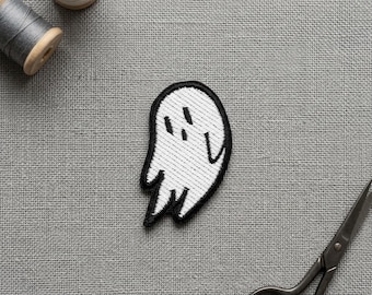 Cute Flying Ghost Embroidered Patch - Iron-On Applique