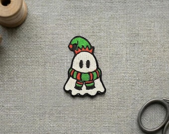 Cute Ghost Gnom Embroidered Patch. Flying ghost Iron on or hook and loop patch