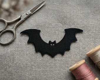 Flying Black Bat Embroidered Patch. Halloween  Iron-On or hook and loop patch.