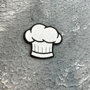 Chef Hat Embroidered Patch. Culinary Iron on or hook and loop patch