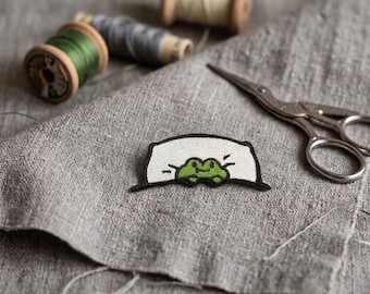 Sleeping Frog Embroidered Iron-On Patch