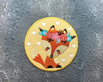 Cute Fox  Embroidered Iron-On Patch: Kawaii Applique