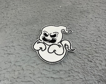 Scary Ghost Embroidered Patch: Iron-On Applique