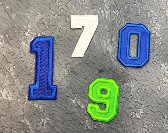 Custom Number Embroidered Patch: Iron-On or Hook & Loop