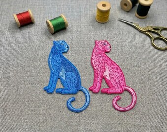 Embroidered leopard patch. Preppy Iron on patch.