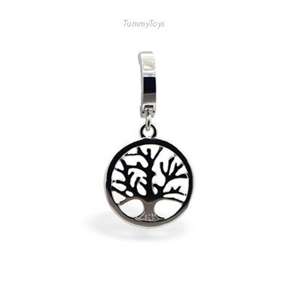 Tree Of Life Belly Ring Clear Rhinestones Womens Gift Handmade Silver or Gold