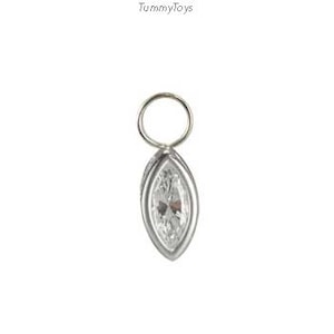 Sterling Silver Belly Ring Charm: Marquise CZ Gem add a Charm Dangle