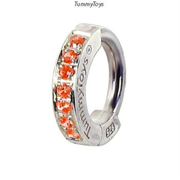 Sterling Silver Belly Ring: Orange CZ Navel Jewelry, 14g by TummyToys®