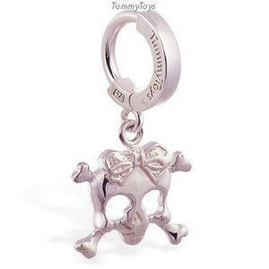 Skull Belly Ring - Belly Ring Skull Dangle - Goth Belly Ring - Cute Belly Ring - Solid Silver Belly Ring Cute Dangle - Unique Belly Ring