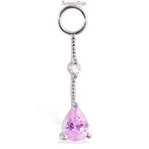 Changeable Pink CZ Dangle Belly Ring Swinger Charm Exclusively by TummyToys Navel Rings Sexy Body Jewelry for your Navel 78020 image 1