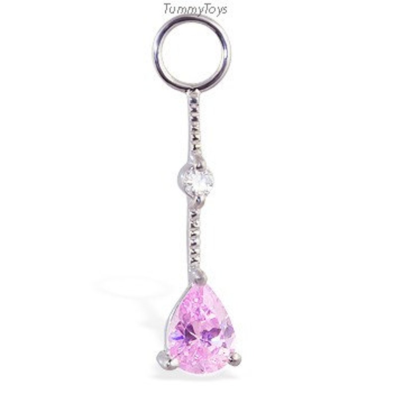 Changeable Pink CZ Dangle Belly Ring Swinger Charm Exclusively by TummyToys Navel Rings Sexy Body Jewelry for your Navel 78020 image 1