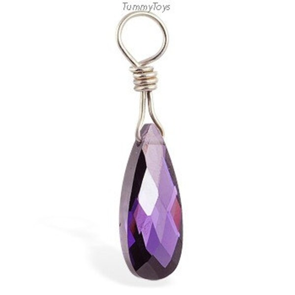 Changeable Vibrant Purple Cz Crystal Swinger Charm Belly Ring Accessory by TummyToys Navel Rings Sexy Body Jewelry for your Navel (78015)