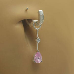 Changeable Pink CZ Dangle Belly Ring Swinger Charm Exclusively by TummyToys Navel Rings Sexy Body Jewelry for your Navel 78020 image 2