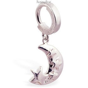 Femme Metale&#39;s Moon and Stars Sterling Silver Navel Ring Exclusively by TummyToys Navel Rings Sexy Body Jewelry for your Navel (68109)