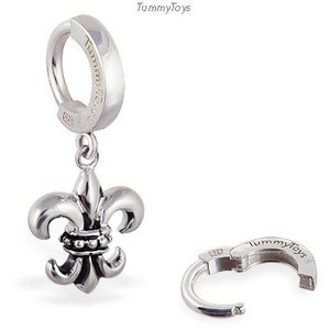 Silver Fleur De Lis Belly Ring - Flower Belly Ring - Belly Ring Fleur De Lis - Anneau de ventre gothique - Anneau de nombril de fleur - Anneaux de ventre