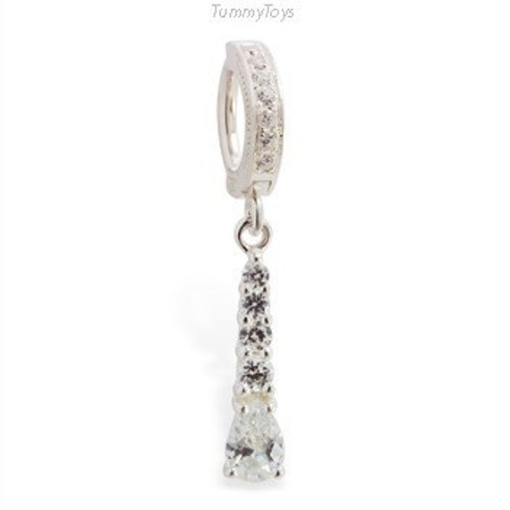 Journey Belly Ring with Clear Cubic Zirconia Jewels Charm Dangle Navel Ring Summer Body Jewelry