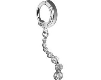 Stunning White Gold Belly Ring with Diamond "Journey" Dangle - Diamond Belly Ring - Belly Ring with Diamonds - Gold Body Jewelry