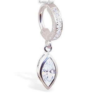 Sterling Silber CZ Marquise Charm Bauch Ring, TummyToys Bauchnabel Schmuck