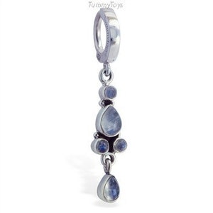 Moonstone Belly Ring - Moonstone Belly Bar - Sterling Silver Belly Button Ring