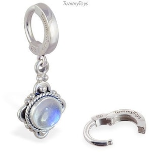 Moonstone and Sterling Silver Belly Button Ring Exclusively by TummyToys Navel Rings Sexy Body Jewelry for your Navel (69035)