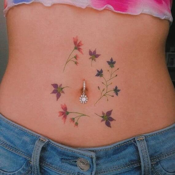 Silver Flower Design Belly Button Ring with CZ Crystal Packed in a Lovely Velvet Pouch