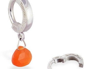 Sterling Silver Fire Opal Belly Button Ring - TummyToys® Navel Jewelry