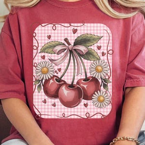 Cherry Tshirt Retro Vintage Style Comfort Colors® Crop Shirt