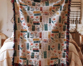 Book Lover Woven Blanket, Book Lover Gifts, Reading Blanket, Gift for Reader, Book Gift for Her, Book worm Gifts for Women, Literary Girl