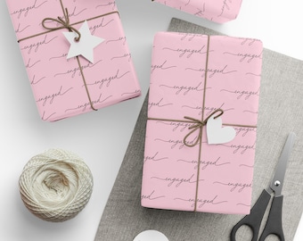 Engagement Wrapping Paper,Elegant Engaged gift wrap, wedding gift wrap, bridal shower wrapping paper, bride to be present