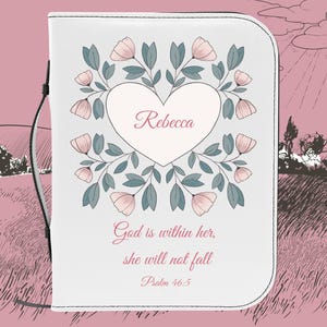 Leather Bible Cover, Personalized Bible Cover with Floral Name, KJV Bible Cover for Religious Gifts, Christian Gifts,Personalized Book Cover
