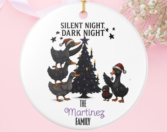Adornos navideños negros personalizados, adornos navideños negros, decoración navideña oscura de ganso, adorno navideño negro para árbol, regalo gótico