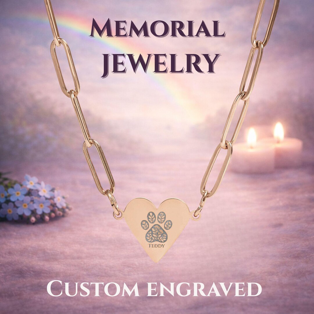 Rainbow Bridge Dog Flower Memorial Bracelet Custom PAW Engraved Heart ...