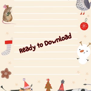 Brief an den Weihnachtsmann, SOFORT DOWNLOAD Wunschzettel Printable, ausdruckbare Wunschliste für Kinder an Santa Claus, Weihnachtsgeschenk