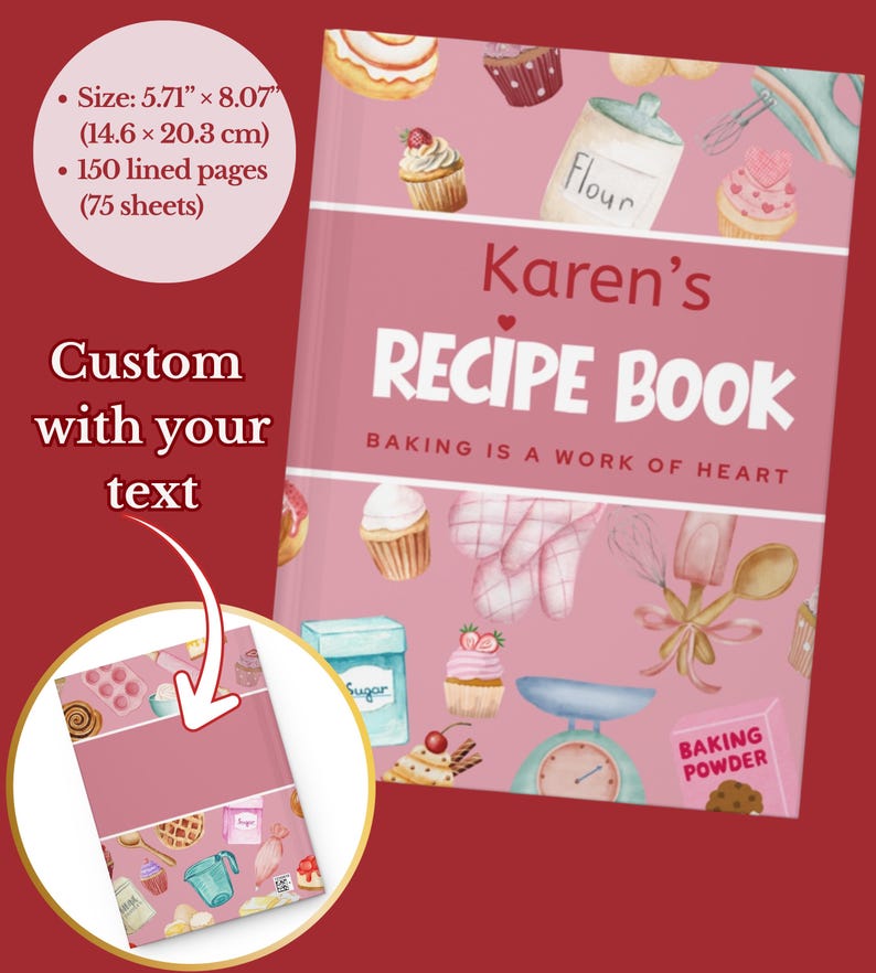 Custom BAKING RECIPE Book, Personalized Baking Notebook | Recipe Book ...