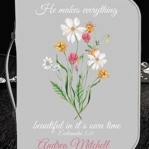 Personalized Bible Cover Flower Bible Cover Bible Verse Gift Bible Cove, Baptism Gift Religious Bible Study Gift, church gifted