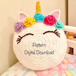 Unicorn Pillow Pattern, crochet Patterns,  crochet unicorn, beginner crochet patterns, kids crochet how to, unicorn DIY, unicorn pillow