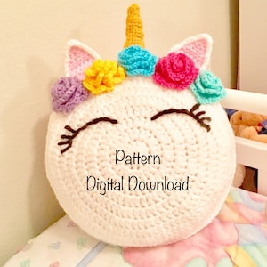 Unicorn Pillow Pattern, crochet Patterns,  crochet unicorn, beginner crochet patterns, kids crochet how to, unicorn DIY, unicorn pillow